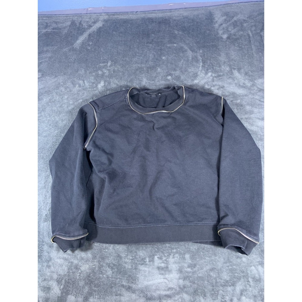 All Saints Oversized Black Long Sleeve Sweater Ziper Accents Sz Large Women's
